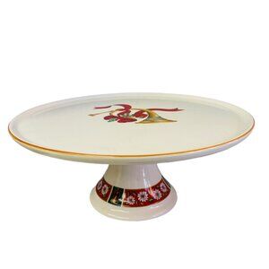 Vintage Charlton Hall By Kobe Japan Christmas Cake Stand Ceramic Hand-Painted Ho